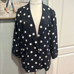 LC Lauren Conrad Sz XXL Blue and White Polka Dot Jacket